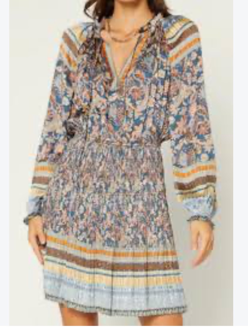 Anthropology, current air Floral Mixed-Stripe Smocked Waist mini Dress size S